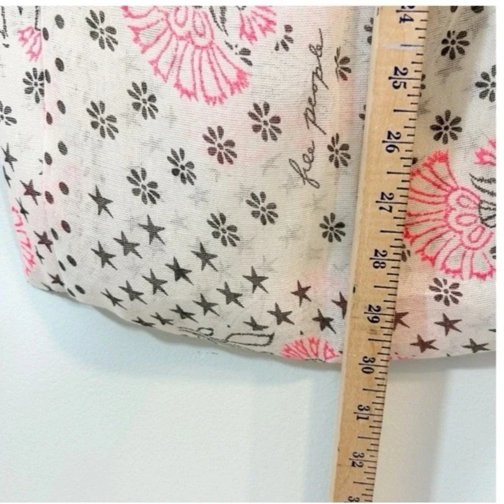 Free People Pink Floral Star Gauze Tote‎ Bag Boho Slouchy Everyday Market Hobo